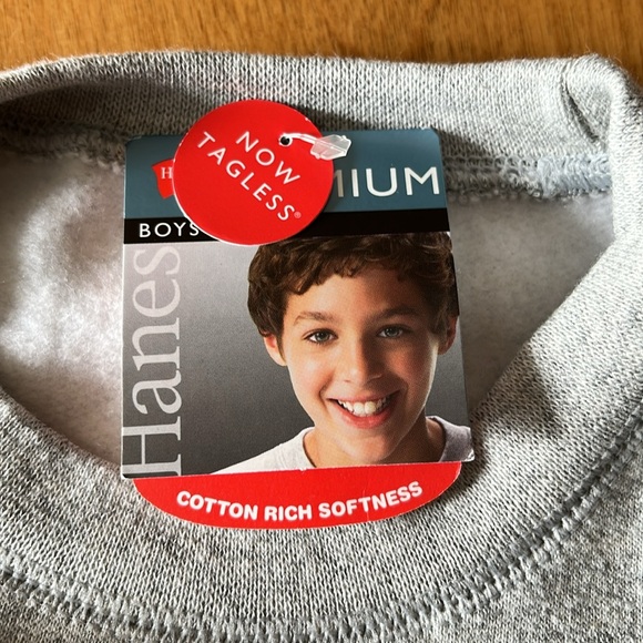 Boys XS (4/5) Hanes Tagless Gray Premium Cotton Soft Sweatshirt. New with tags - Picture 5 of 10